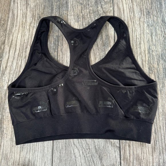 PUMA Support Sports Bra Logo Allover Black Size L - Picture 3 of 8